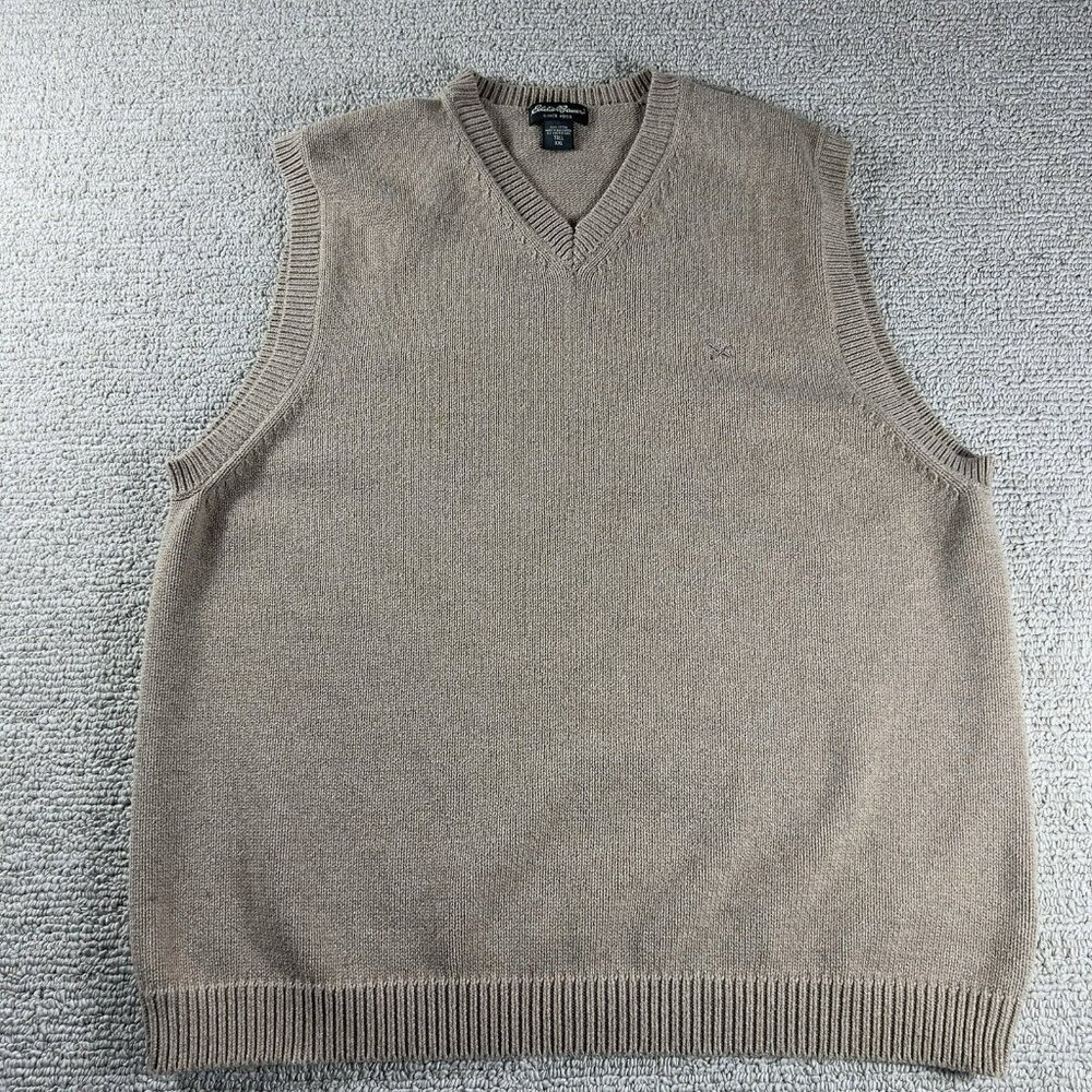 Eddie Bauer V-Neck Sweater Vest Beige Men’s Size XXL Tall